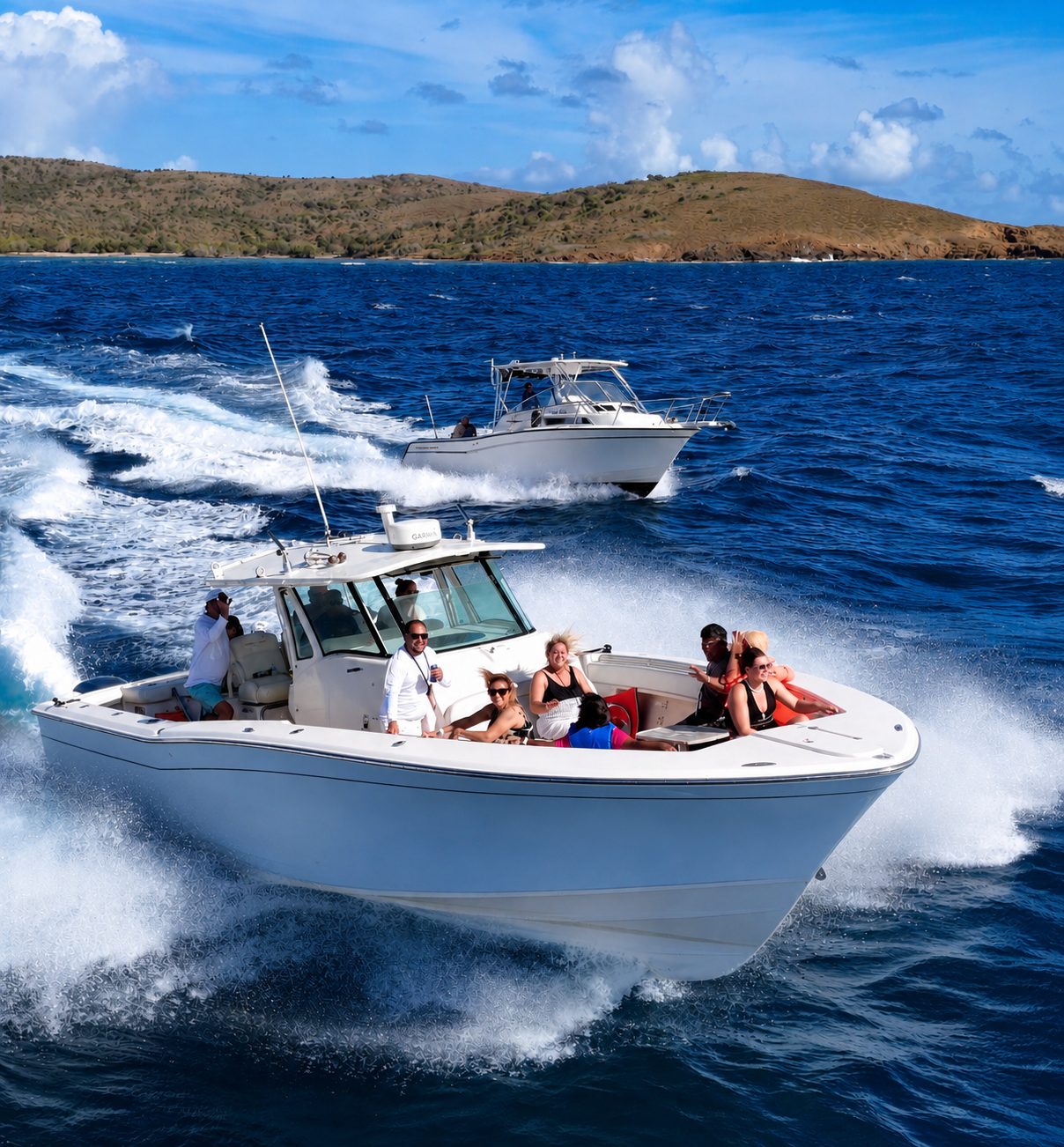 Grady White 38 running to Icacos with guests aboard
