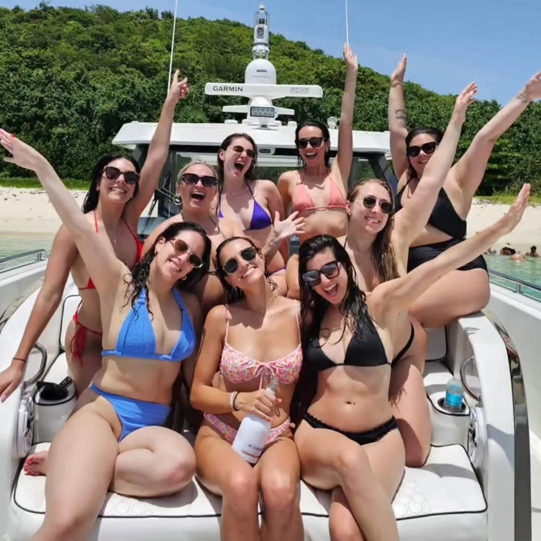 Bachelorette group swimming at Icacos Island