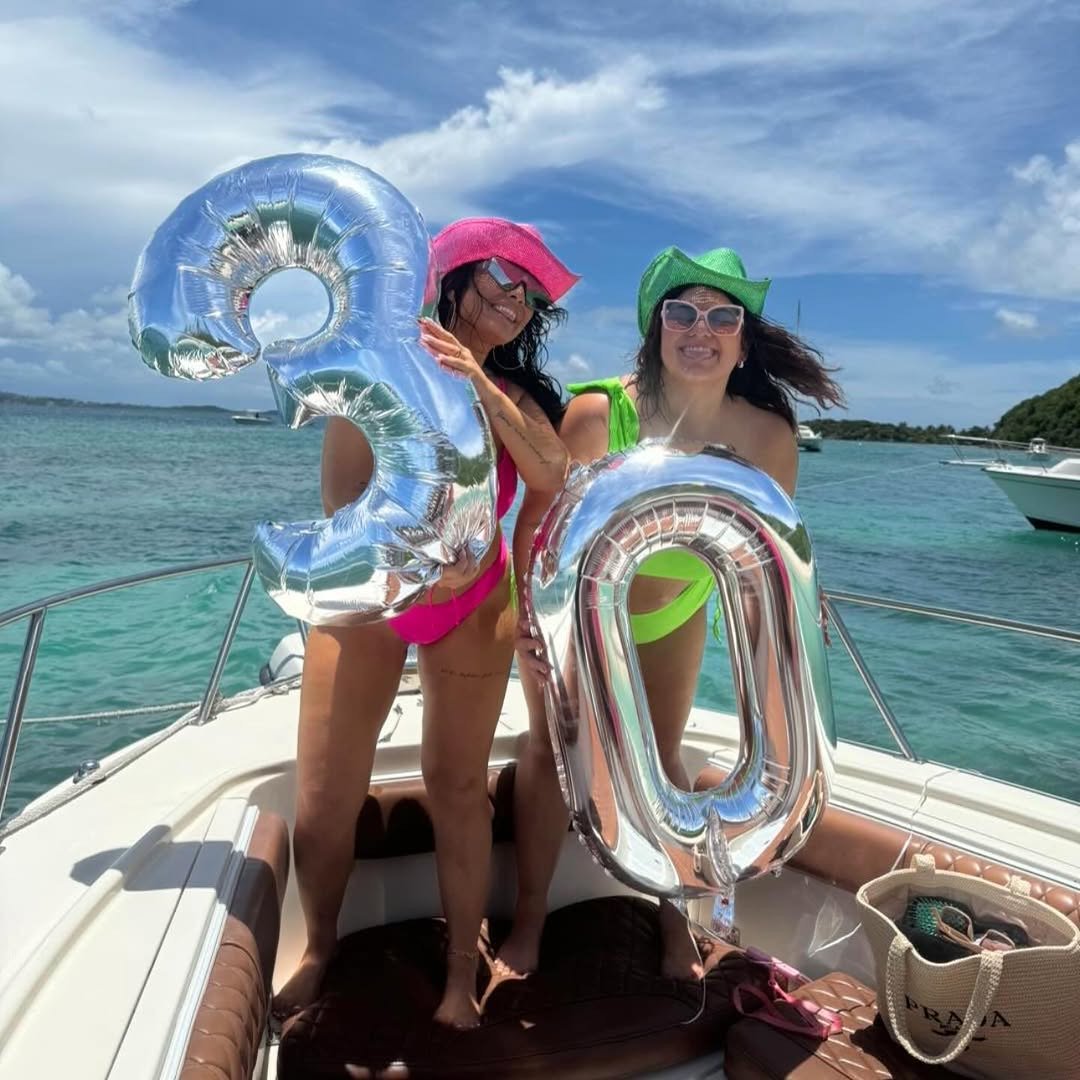 Bachelorette group celebrating on a yacht charter in Puerto Rico