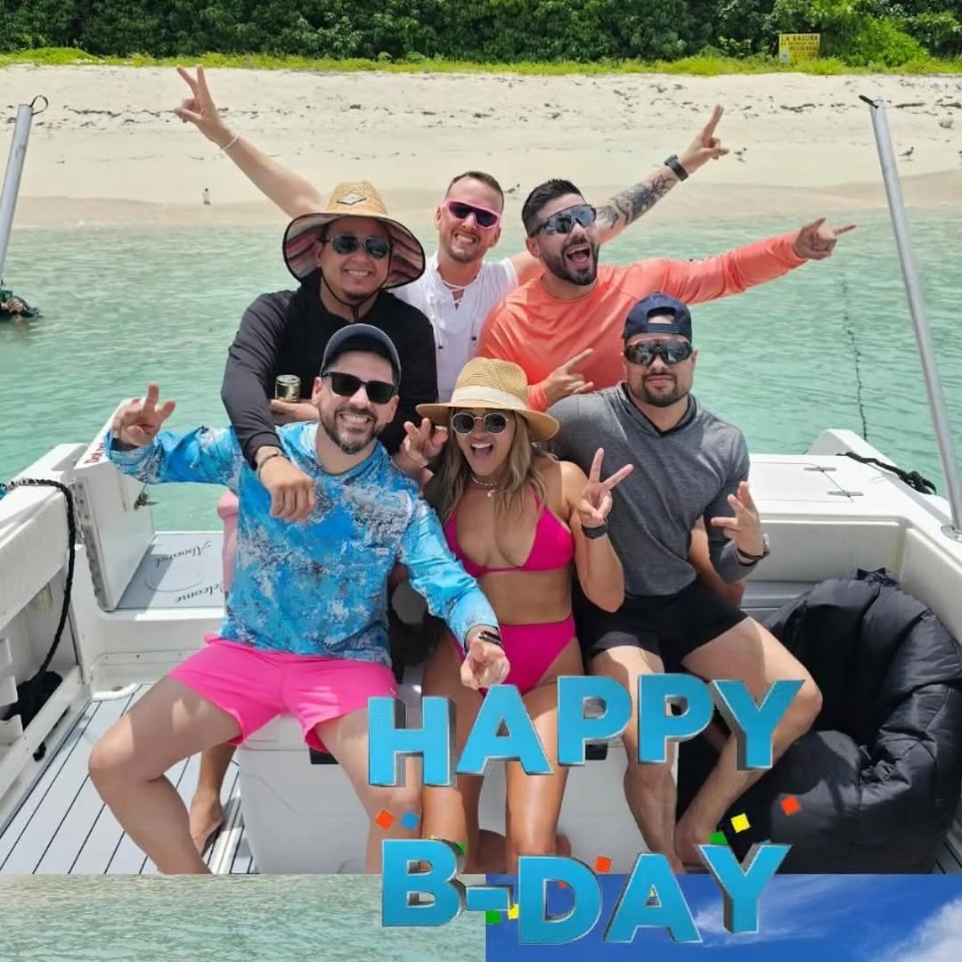 Happy Birthday celebration onboard with mixed group of friends in Puerto Rico