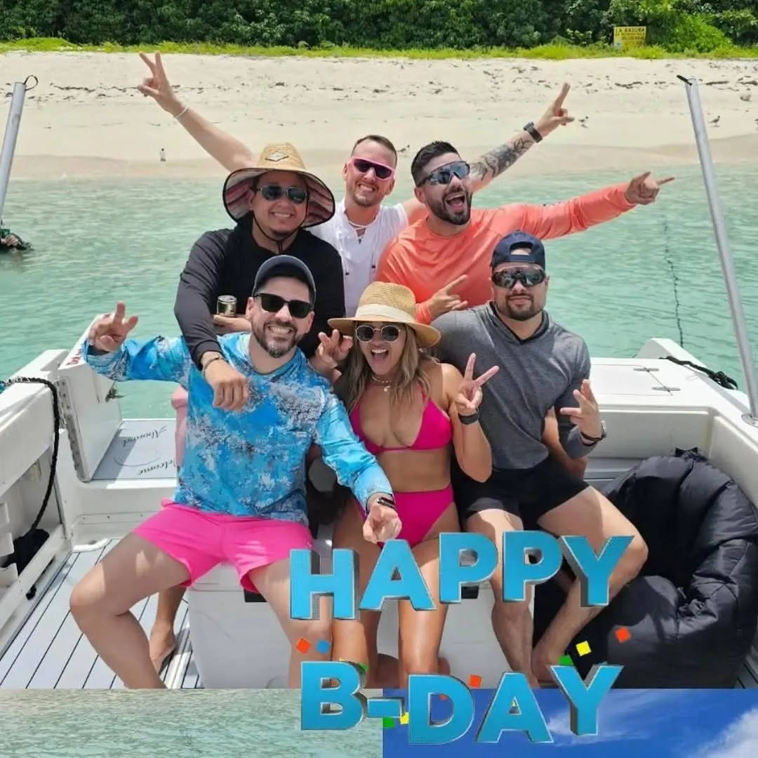Happy Birthday celebration onboard with mixed group of friends in Puerto Rico