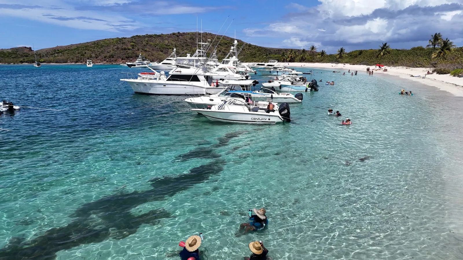 Private boats anchored in turquoise water near Culebra Puerto Rico, a warm winter escape