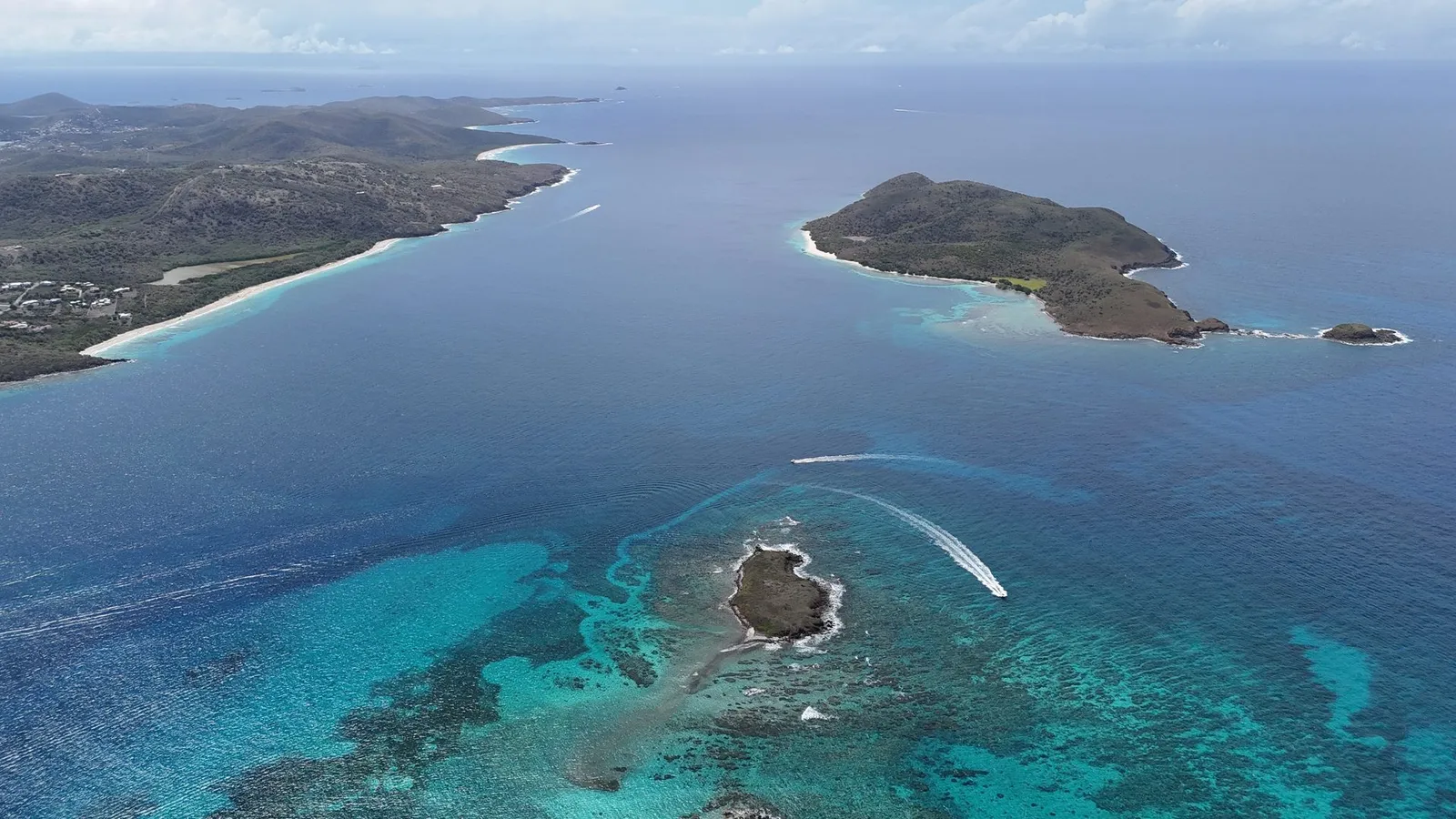Aerial view of the Culebra archipelago near Culebrita, Puerto Rico