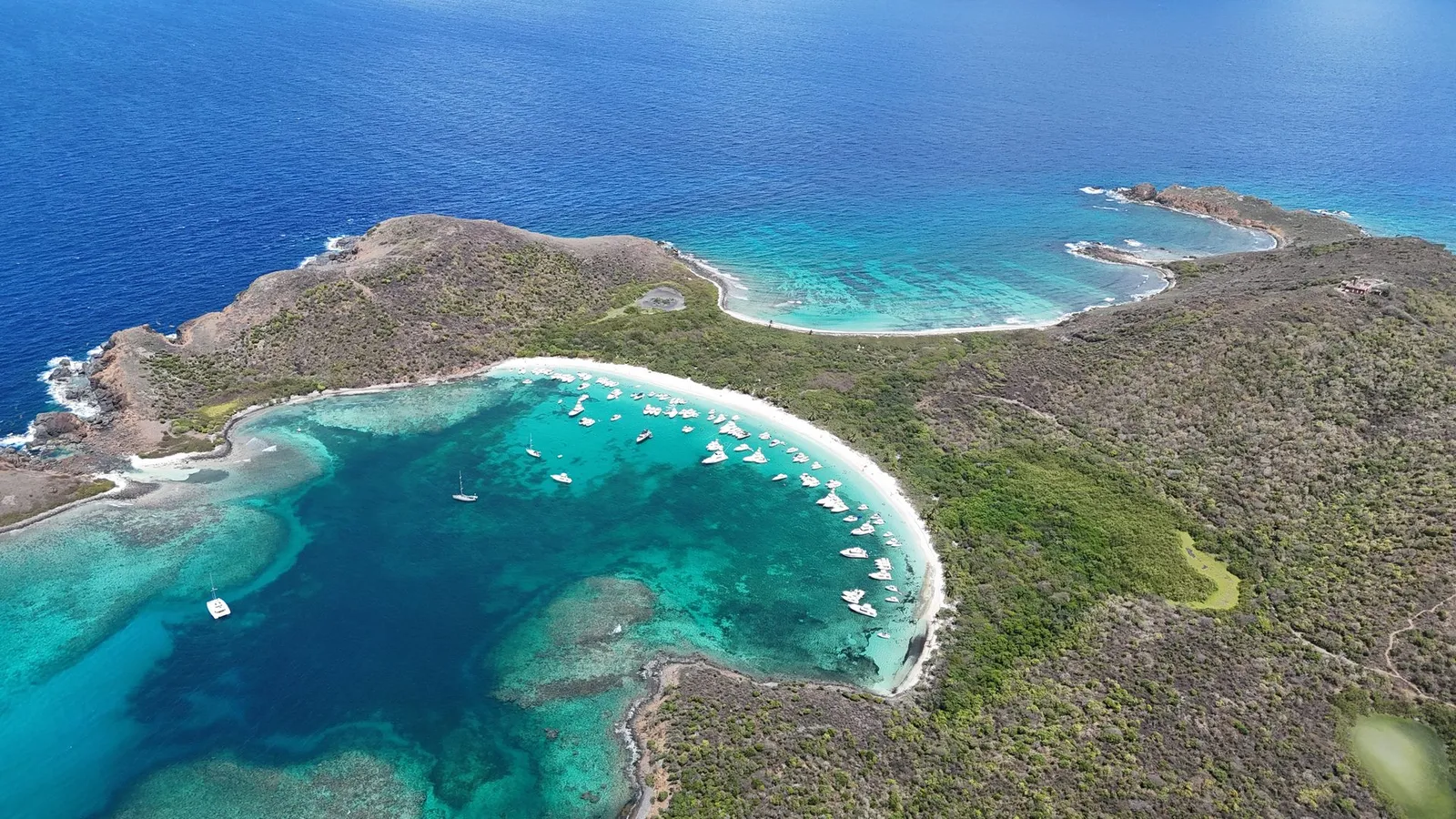 Drone overview of Culebra and the surrounding islands
