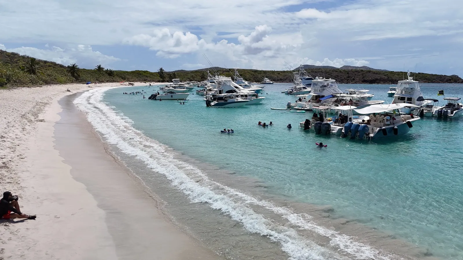 Private boats anchored in clear water near Culebra's outer islands
