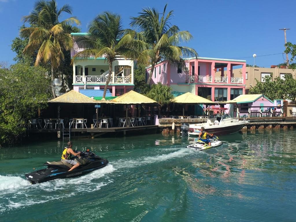 Culebra town waterfront with colorful buildings Puerto Rico