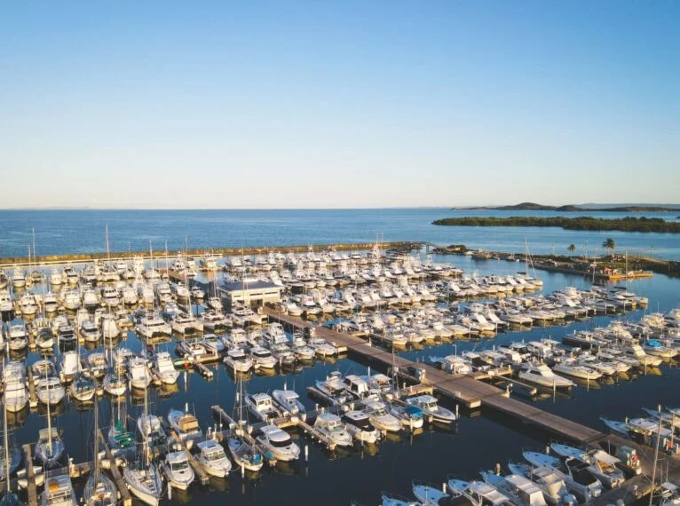 Puerto del Rey Marina at sunset, Fajardo, Puerto Rico — the largest marina in the Caribbean