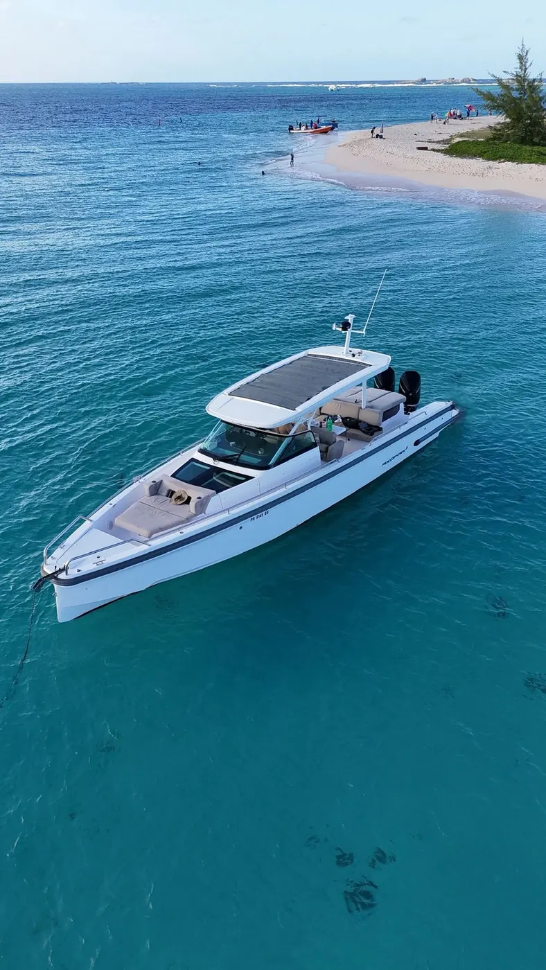 Axopar 38 anchored off Icacos Island Puerto Rico