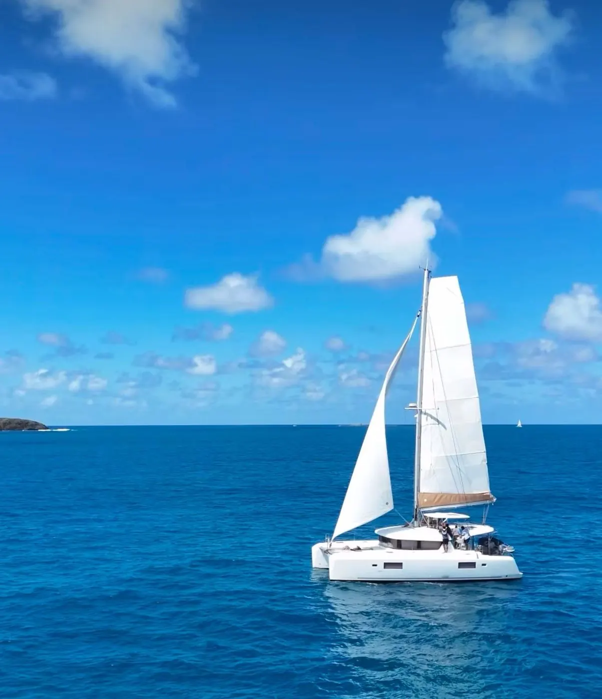 Lagoon 48 catamaran under sail