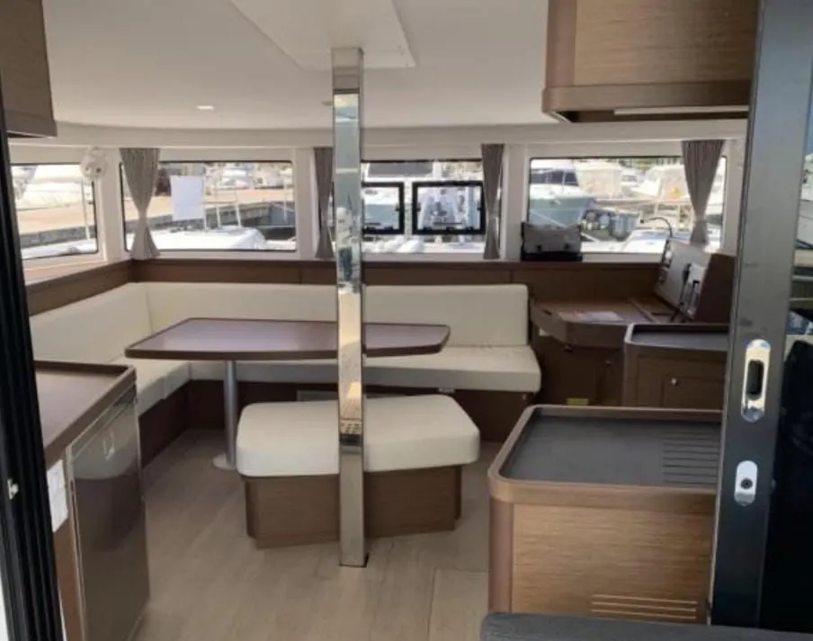 Lagoon 48 interior salon and galley