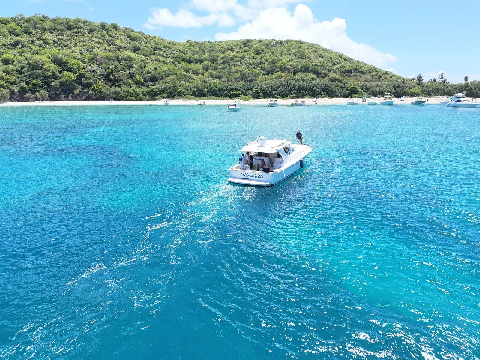 Private boat charter arriving at Palomino Island, Palomino, Puerto Rico