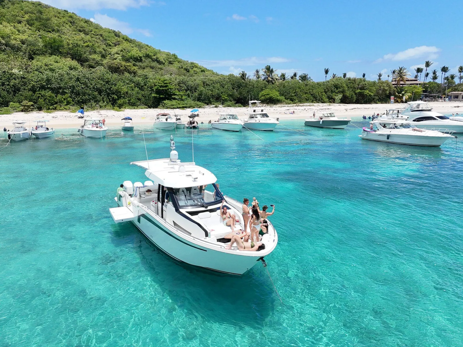 Palomino Island aerial view, private boat charter from Fajardo Puerto Rico