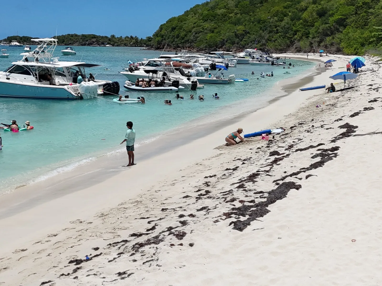 Aerial drone view of Palomino Island near Fajardo Puerto Rico