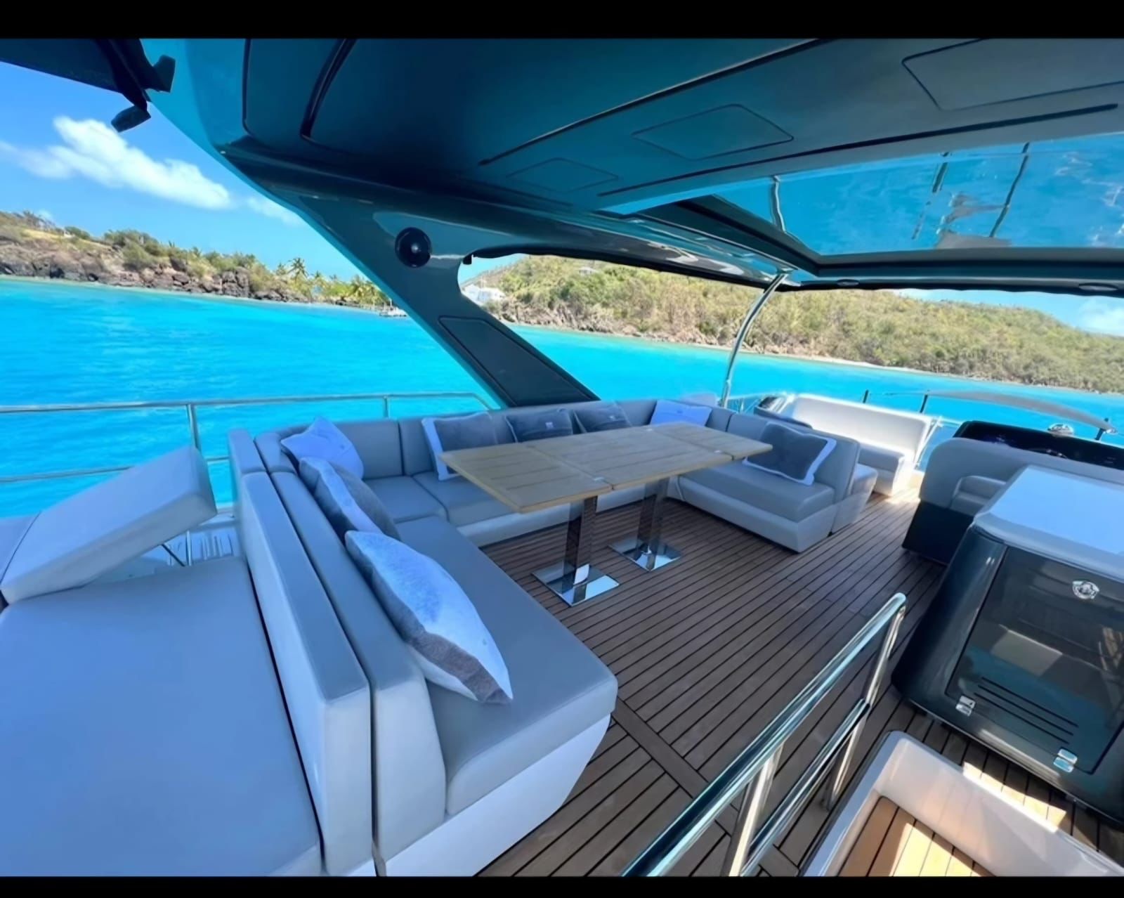 Schaefer 70ft luxury yacht interior and flybridge