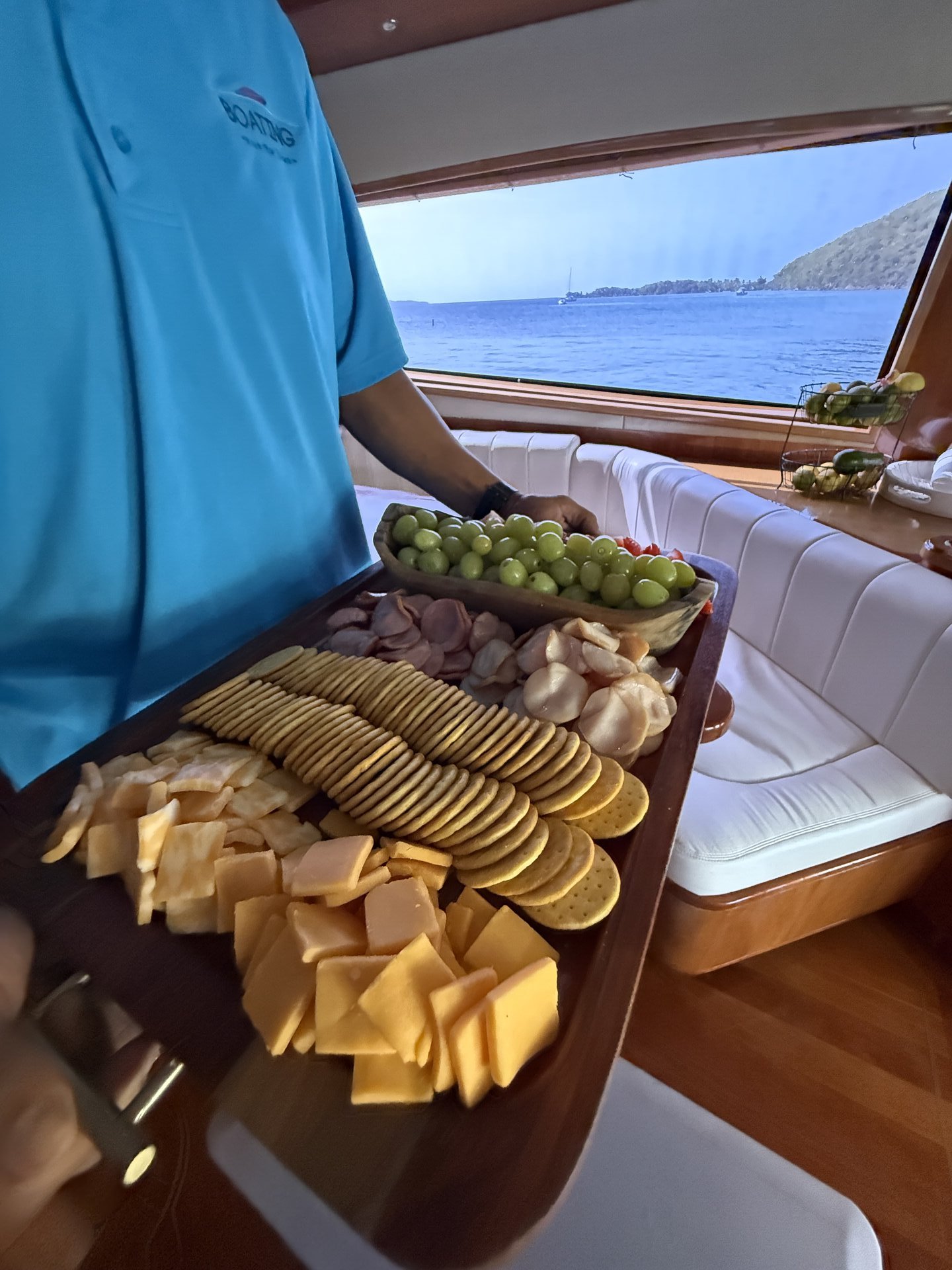 Fresh fruit and snacks served aboard a Boating Puerto Rico charter